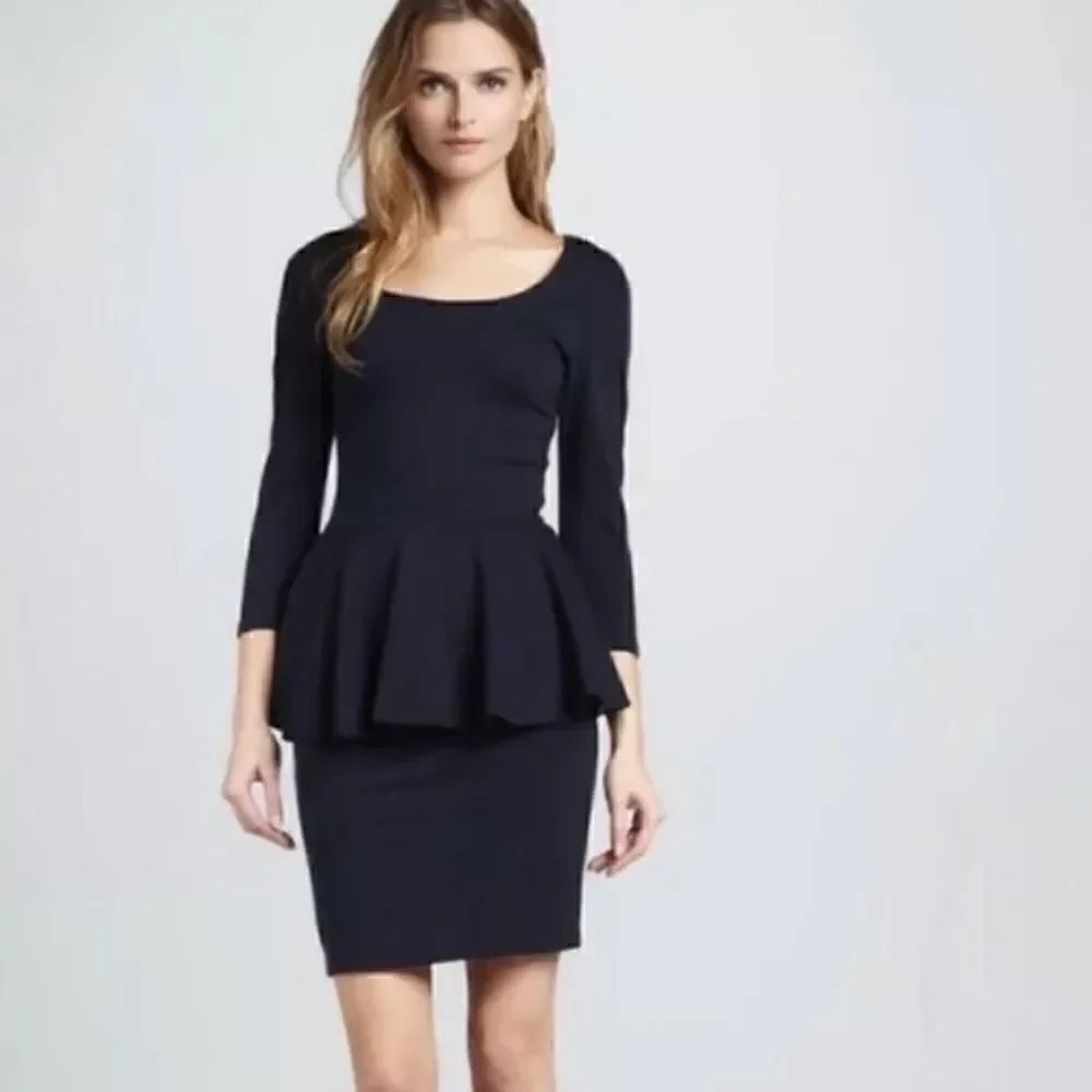 Alice + Oliva Employed Amanda Peplum Dress Navy Blue